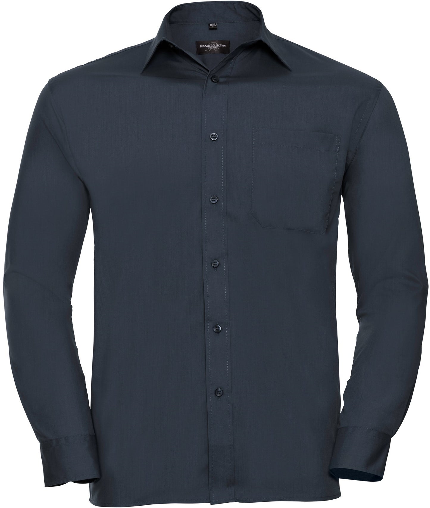 Russell Mens Poplin Shirts L/S - French Navy