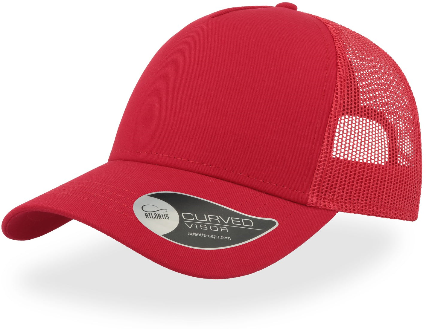 Atlantis Rapper Cotton 5 Panel Trucker Cap - Red/Red