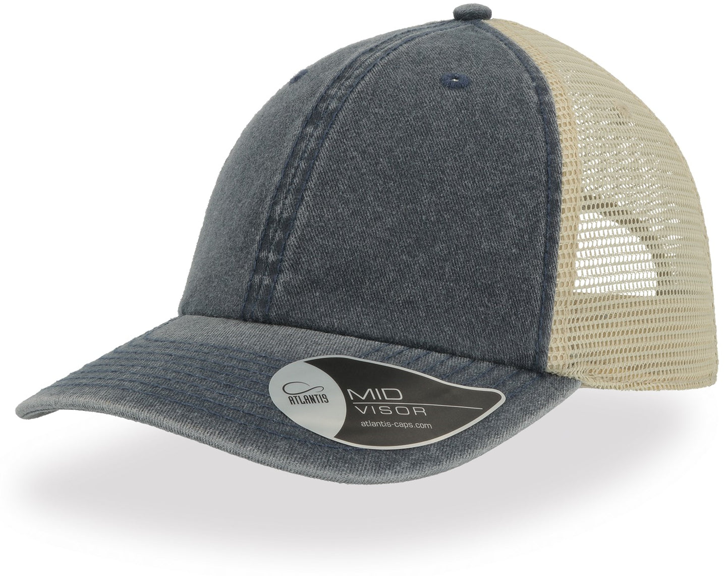 Atlantis Case Pigment Dyed 6 Panel Trucker Cap - Navy