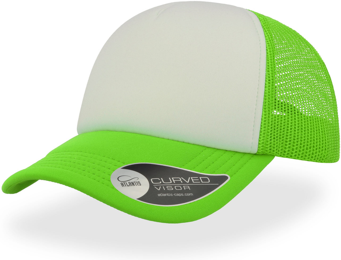 Atlantis Rapper 5 Panel Trucker Cap - Safety Green