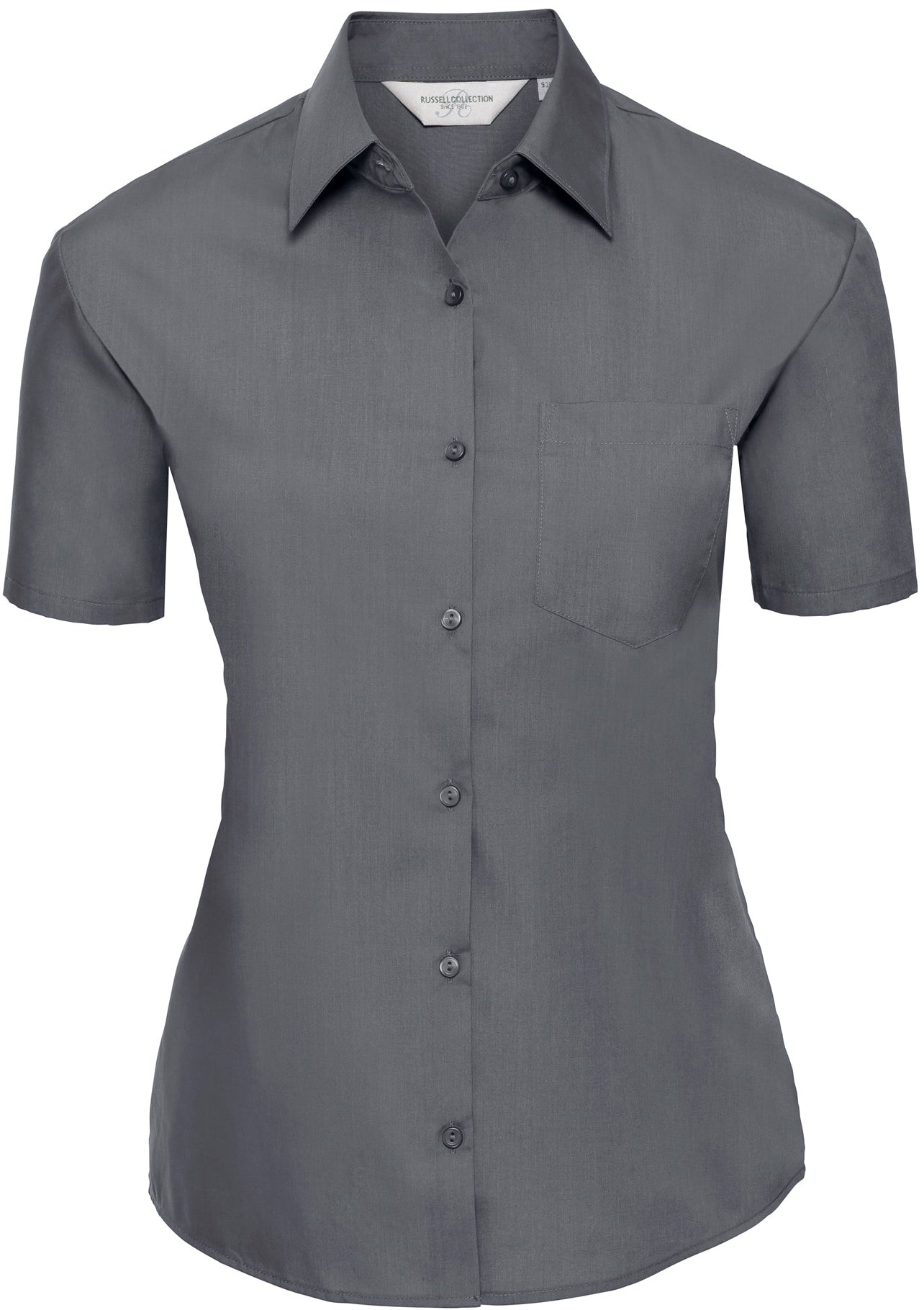 Russell Ladies Poplin Shirts S/S - Convoy Grey
