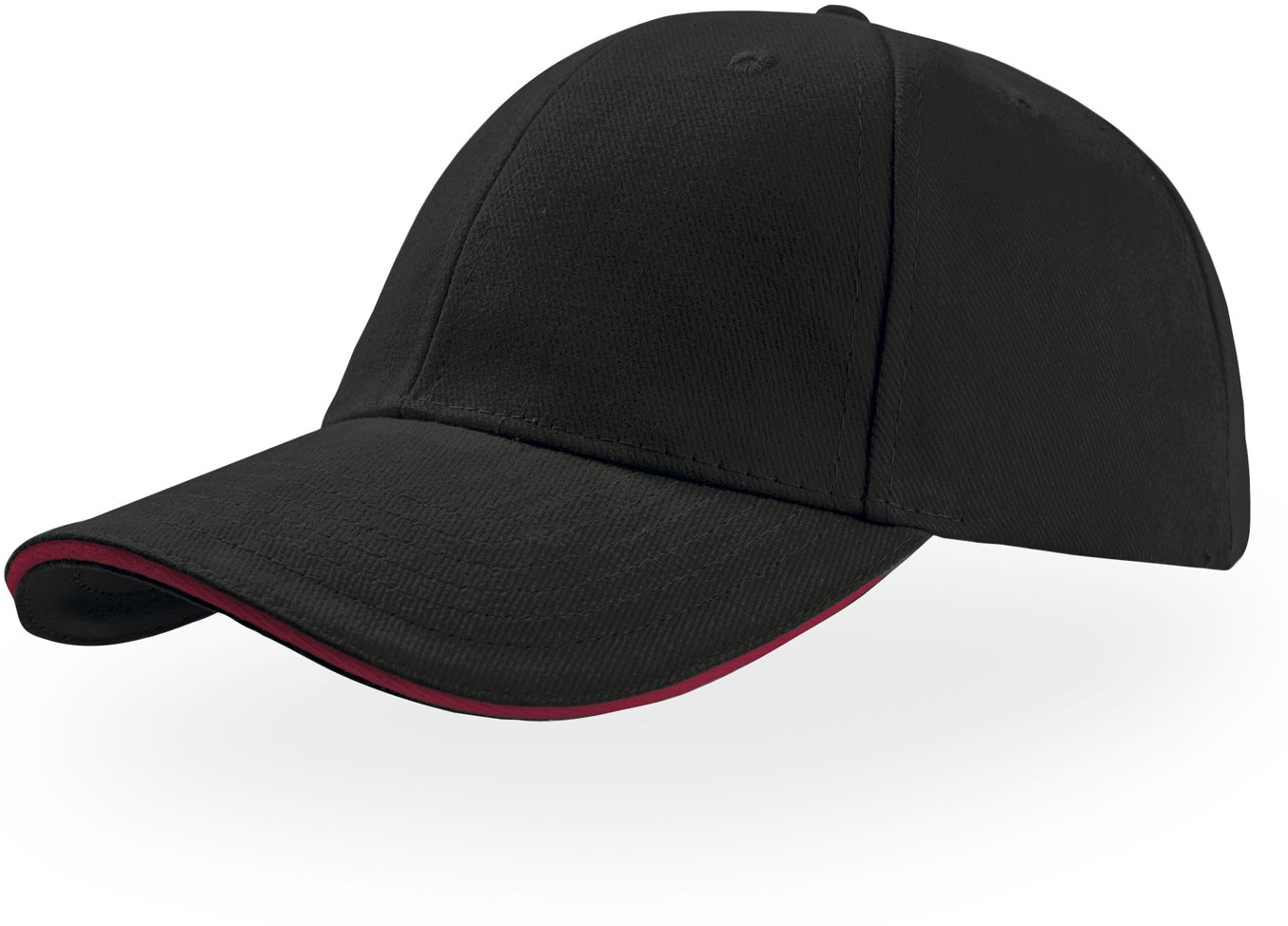 Atlantis Liberty Sandwich Heavy Brush Cotton 6 Panel Baseball Cap - Black/Red