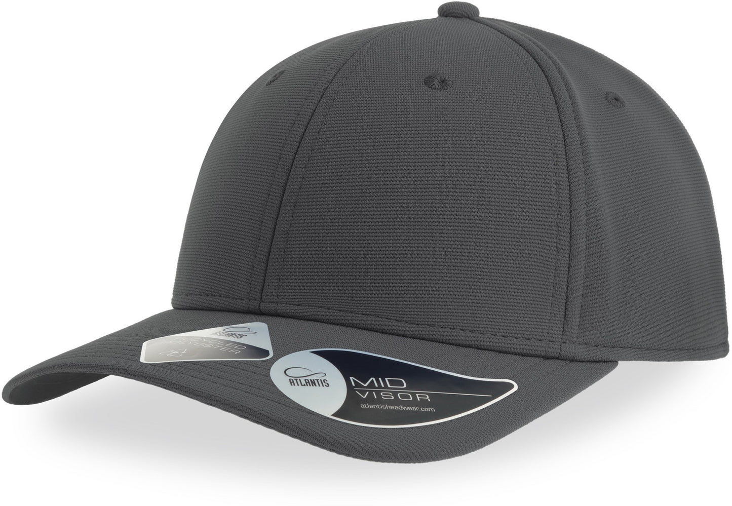 Atlantis Sand Recycled Breathable 6 Panel Cap - Dark Grey