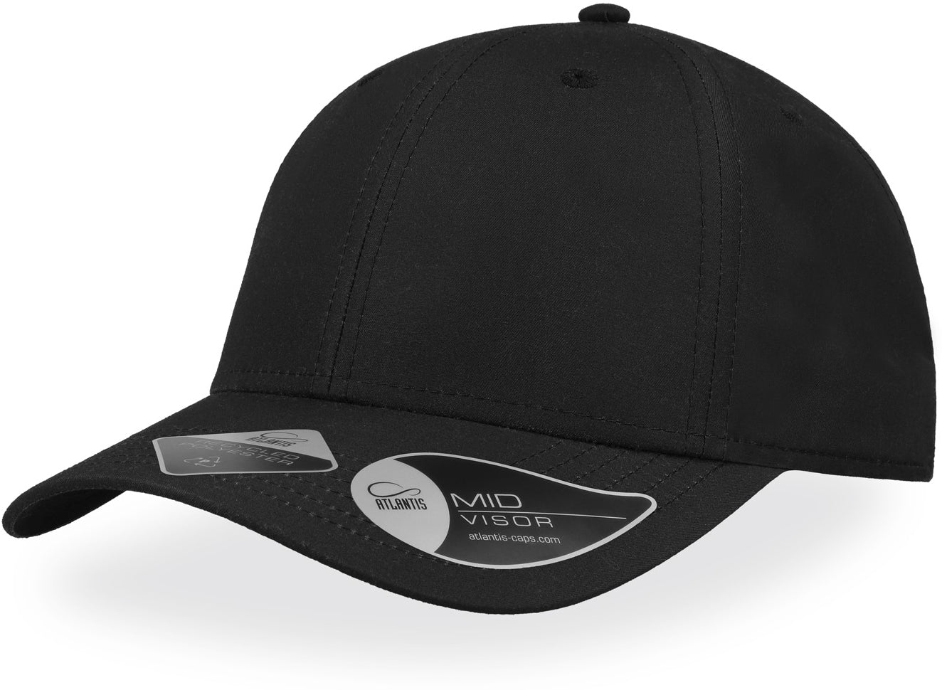 Atlantis Recy Feel Recycled Twill 6 Panel Cap - Black
