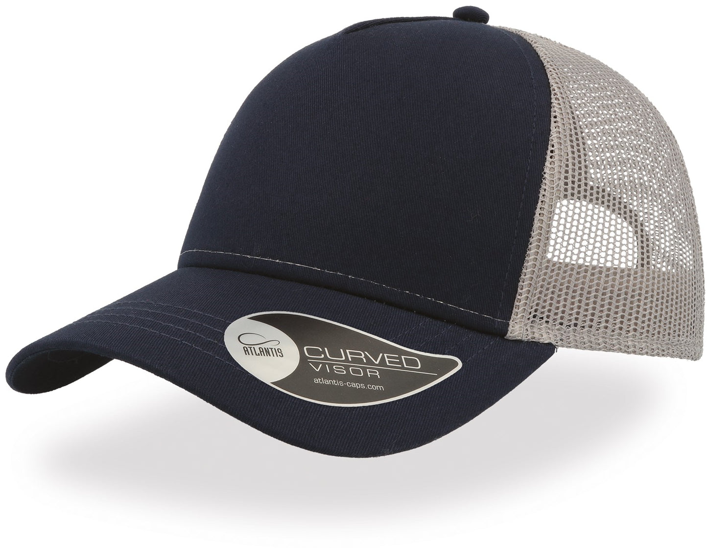Atlantis Rapper Cotton 5 Panel Trucker Cap - Navy/Grey