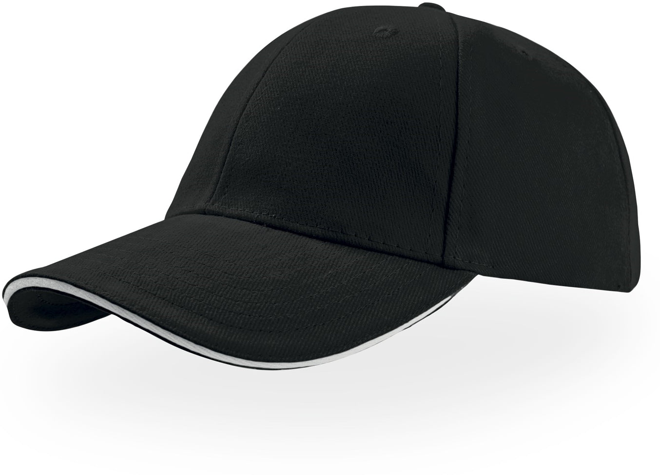 Atlantis Liberty Sandwich Heavy Brush Cotton 6 Panel Baseball Cap - Black/Ecru