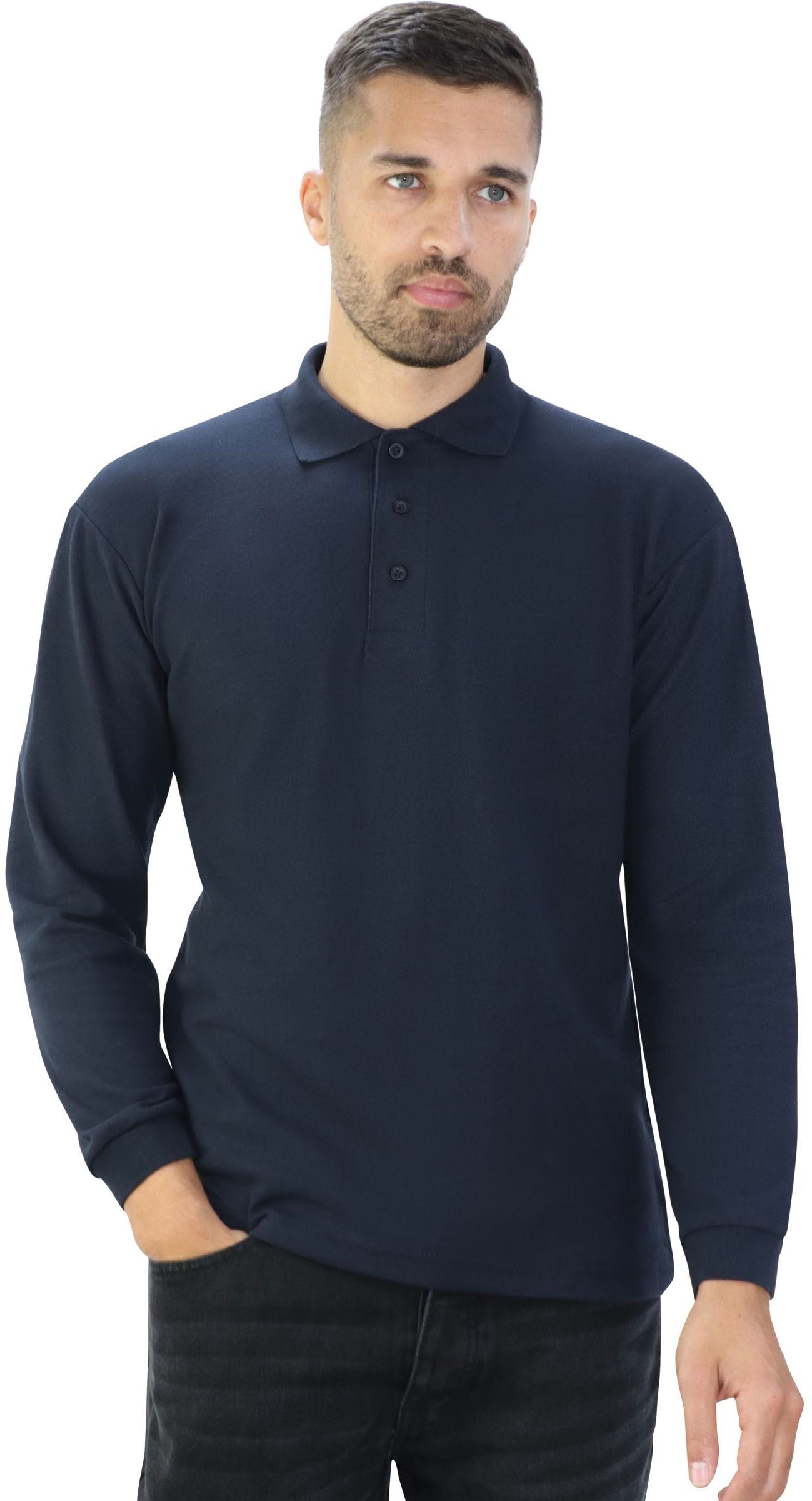 Casual Classic L/S Polo - Navy