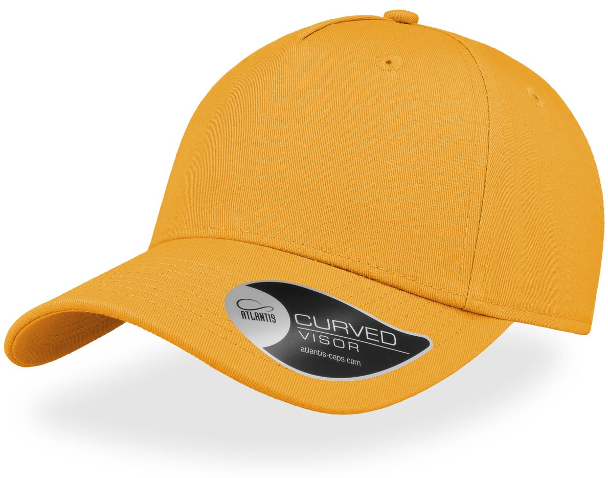 Atlantis Shot Curved Visor 5 Panel Structured Cap - Yellow