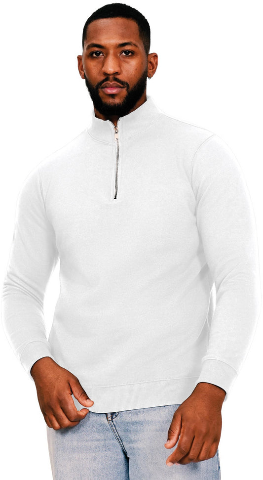 Casual Ringspun Blended 280 Core Quarter Zip Sweat - White