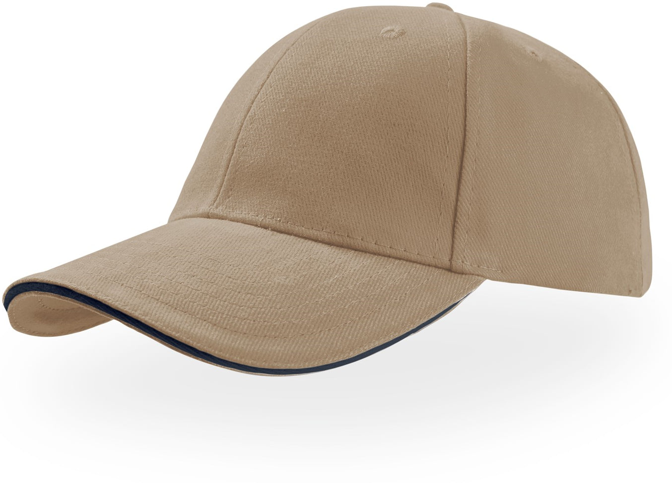 Atlantis Liberty Sandwich Heavy Brush Cotton 6 Panel Baseball Cap - Khaki/Navy