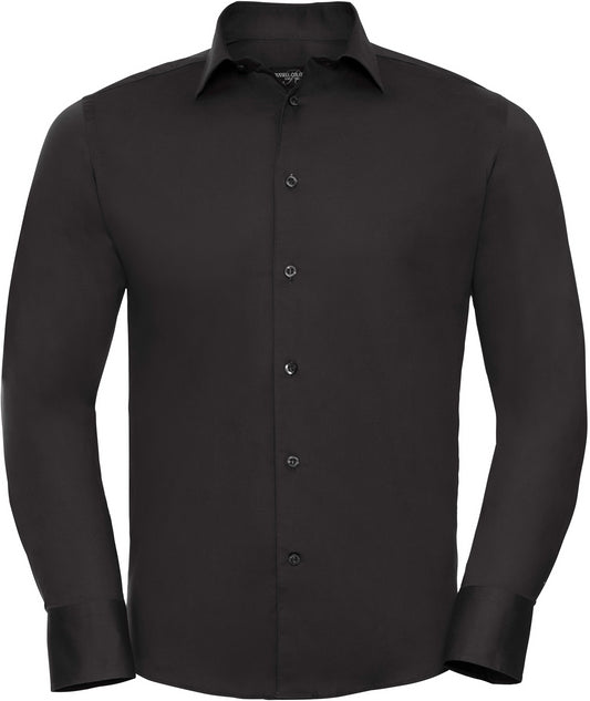 Russell Easy Care Fitted L/S Shirt Mens - Black