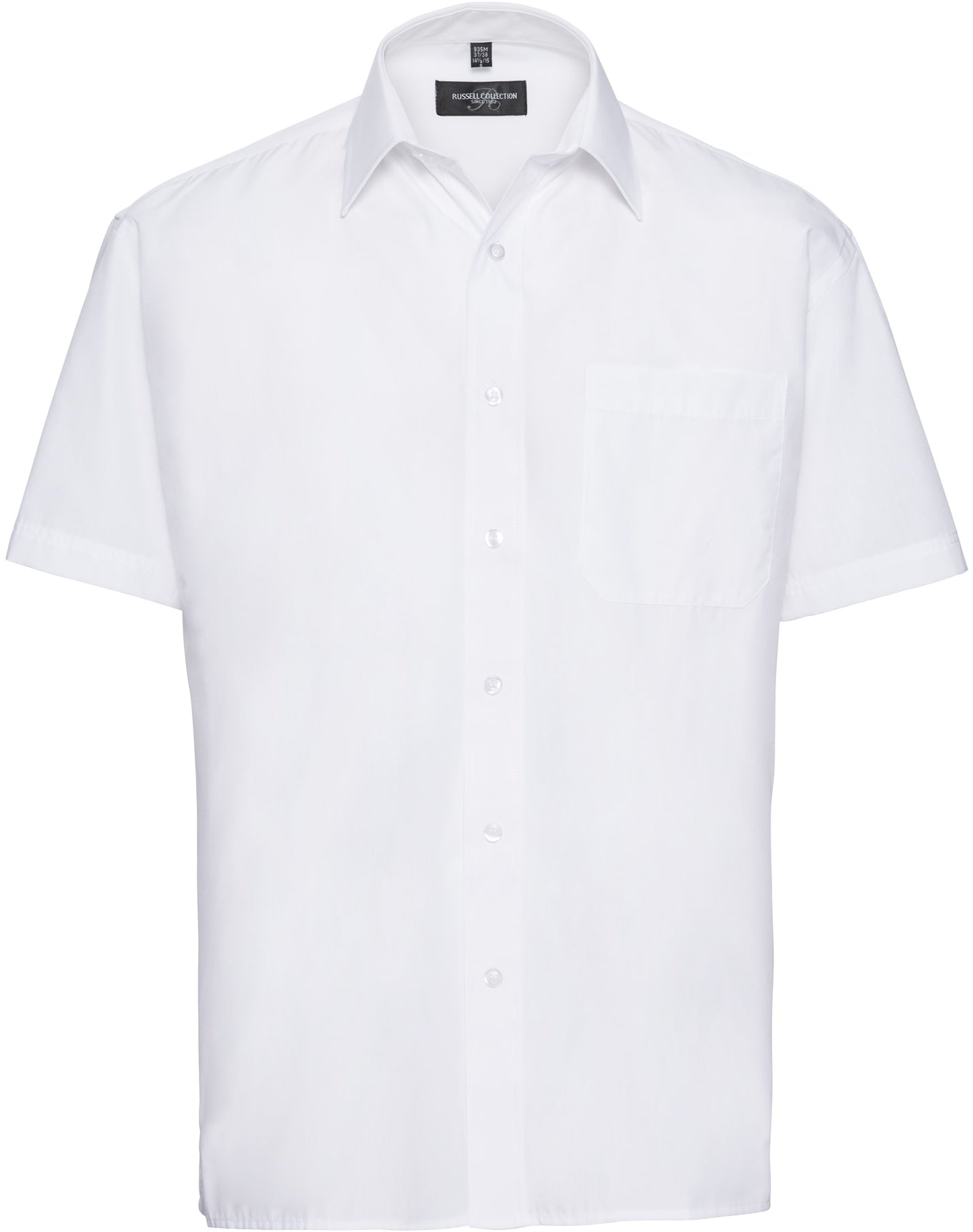 Russell Mens Poplin Shirts S/S - White