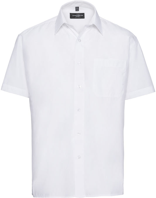 Russell Mens Poplin Shirts S/S - White