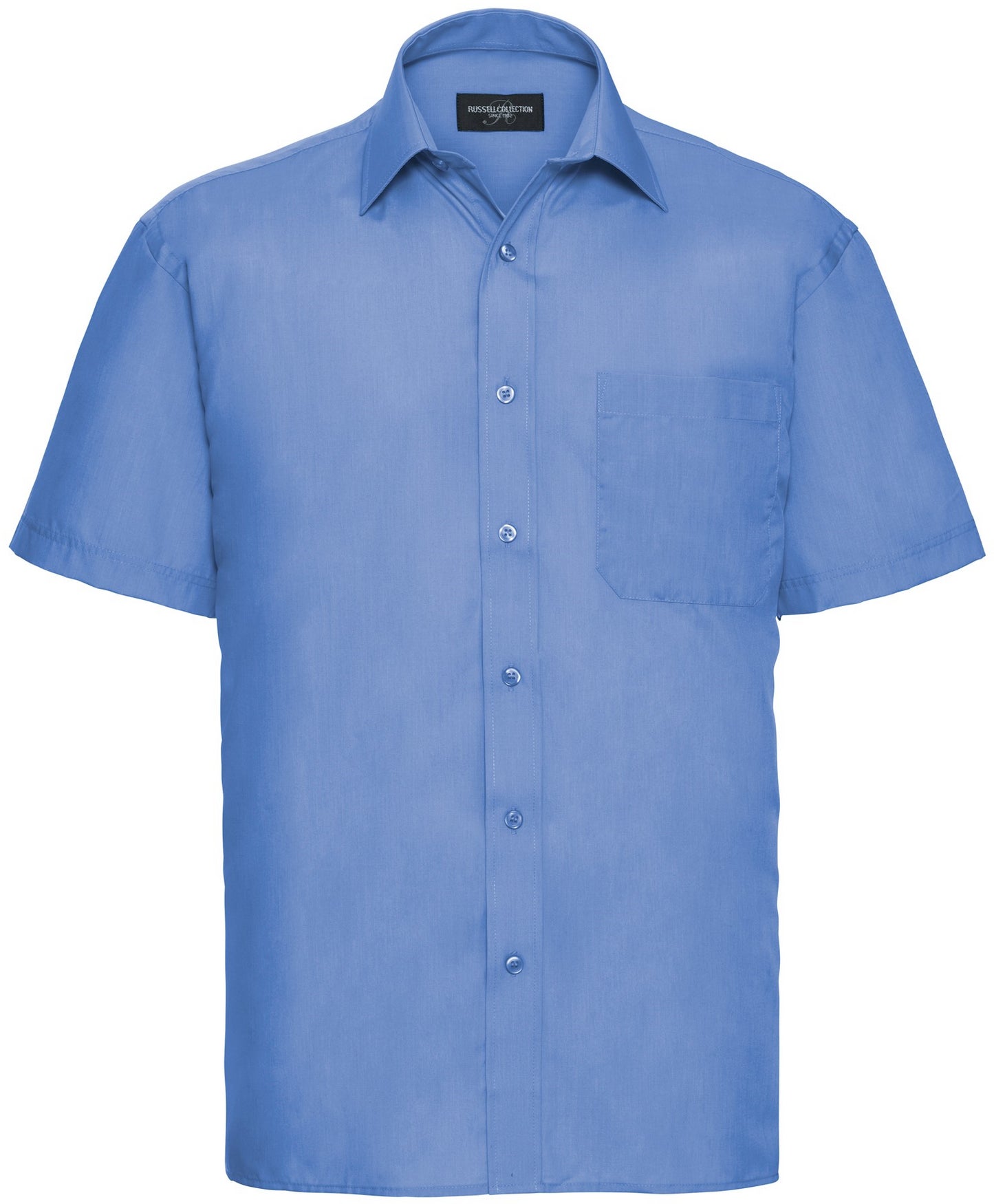 Russell Mens Poplin Shirts S/S - Corporate Blue