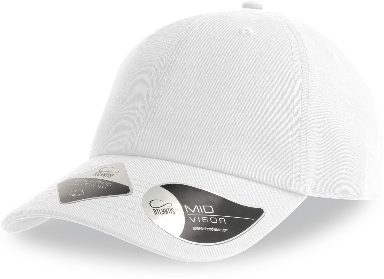 Atlantis Fraser Organic Cotton Unstructured 6 Panel Cap - White