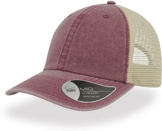 Atlantis Case Pigment Dyed 6 Panel Trucker Cap - Burgundy