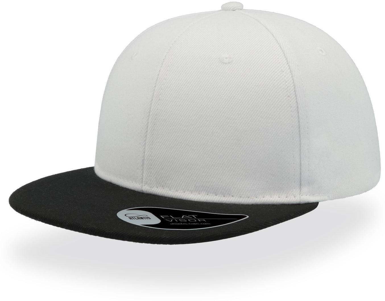 Atlantis Snap Back Flat Visor 6 Panel Cap - White/Black