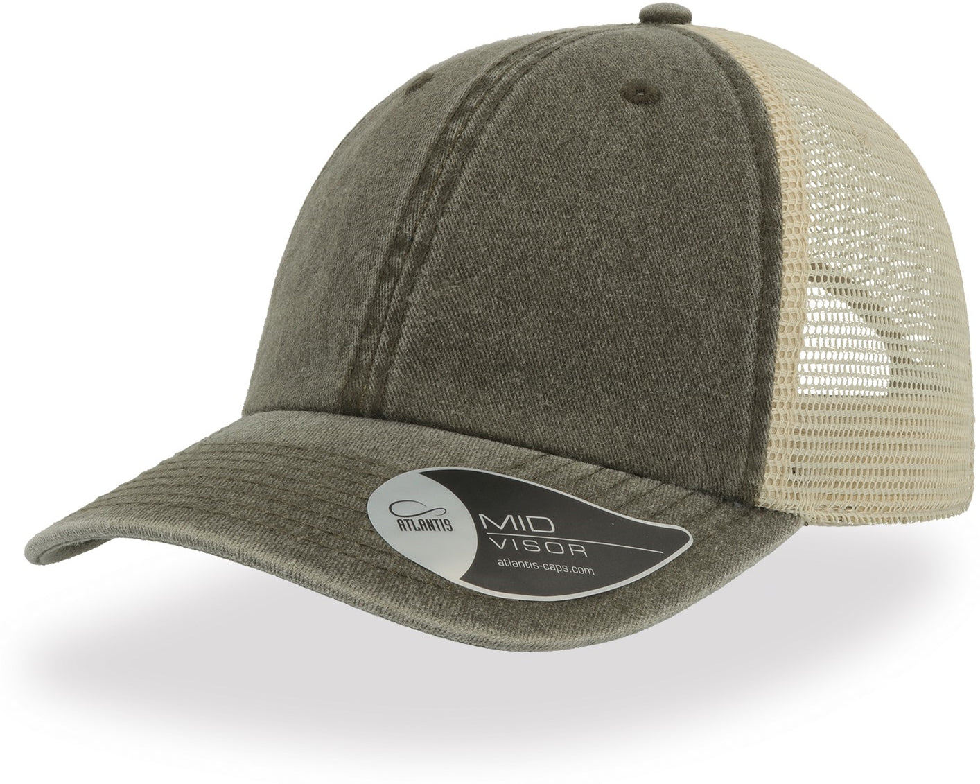 Atlantis Case Pigment Dyed 6 Panel Trucker Cap - Olive