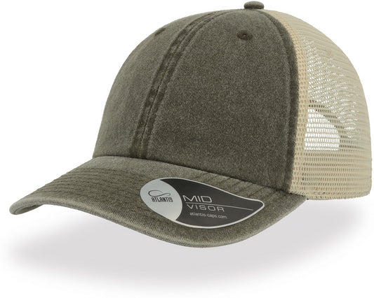 Atlantis Case Pigment Dyed 6 Panel Trucker Cap - Olive