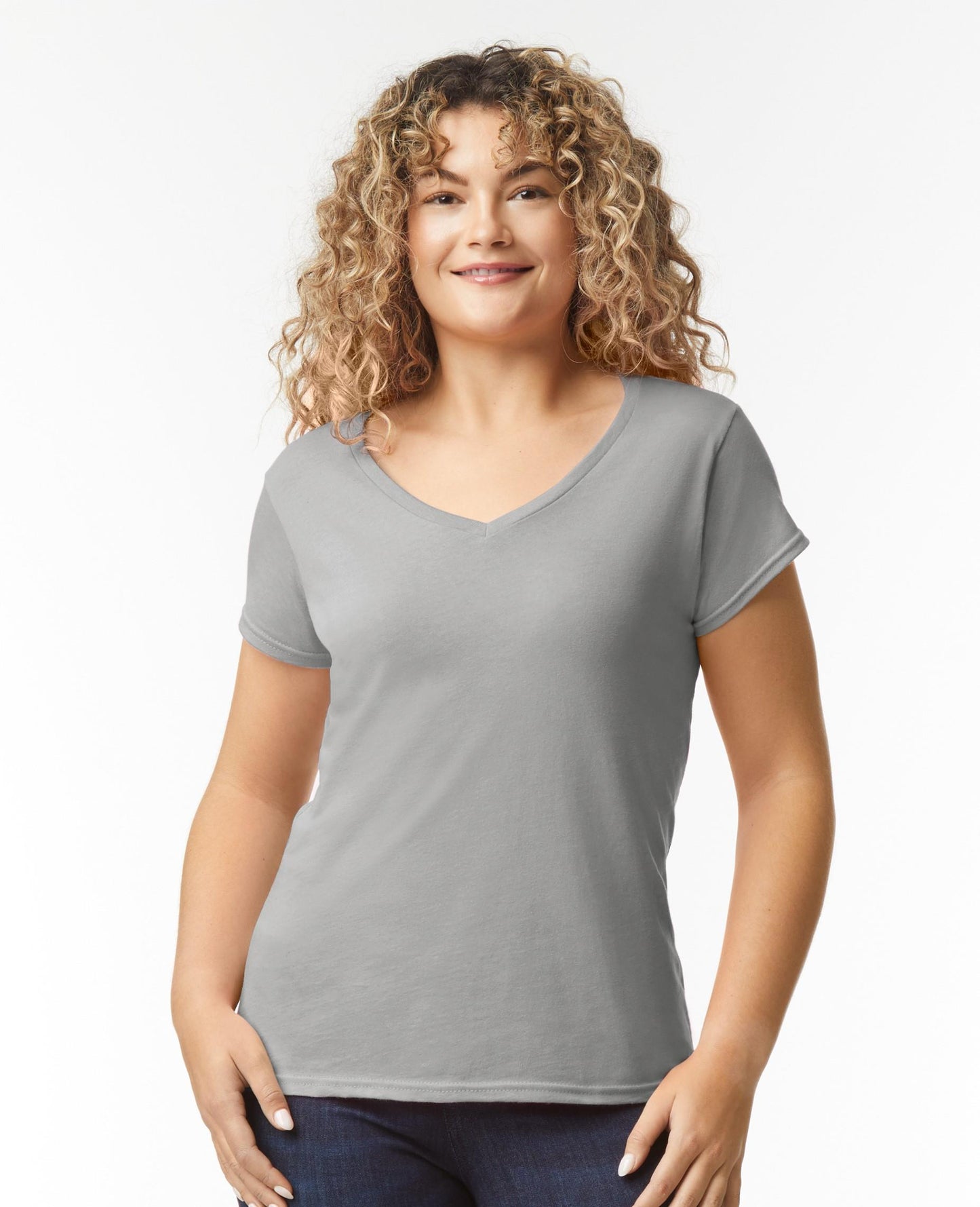 Gildan V Neck Softstyle T - Sport Grey