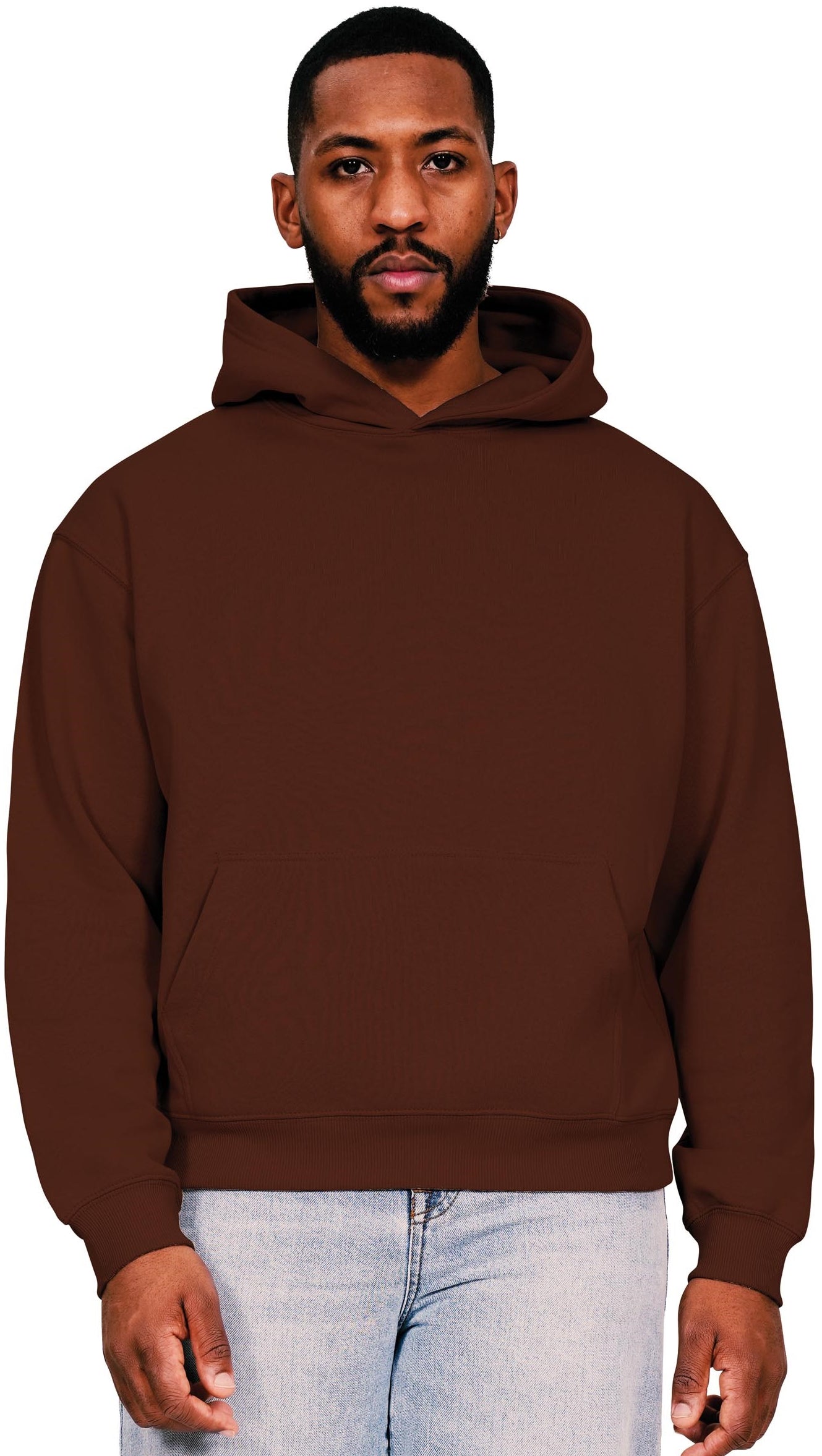 Casual Ringspun Blended 280 Boxy Oversize Hood - Chocolate