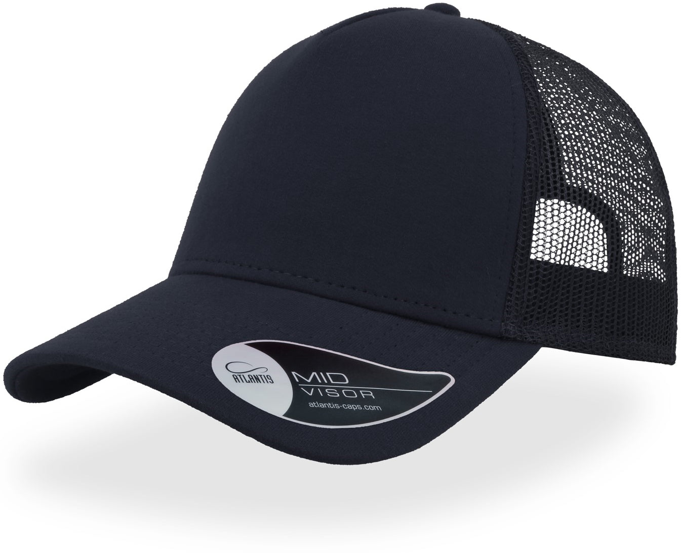 Atlantis Rapper Jersey Mid Visor Trucker Cap - Navy