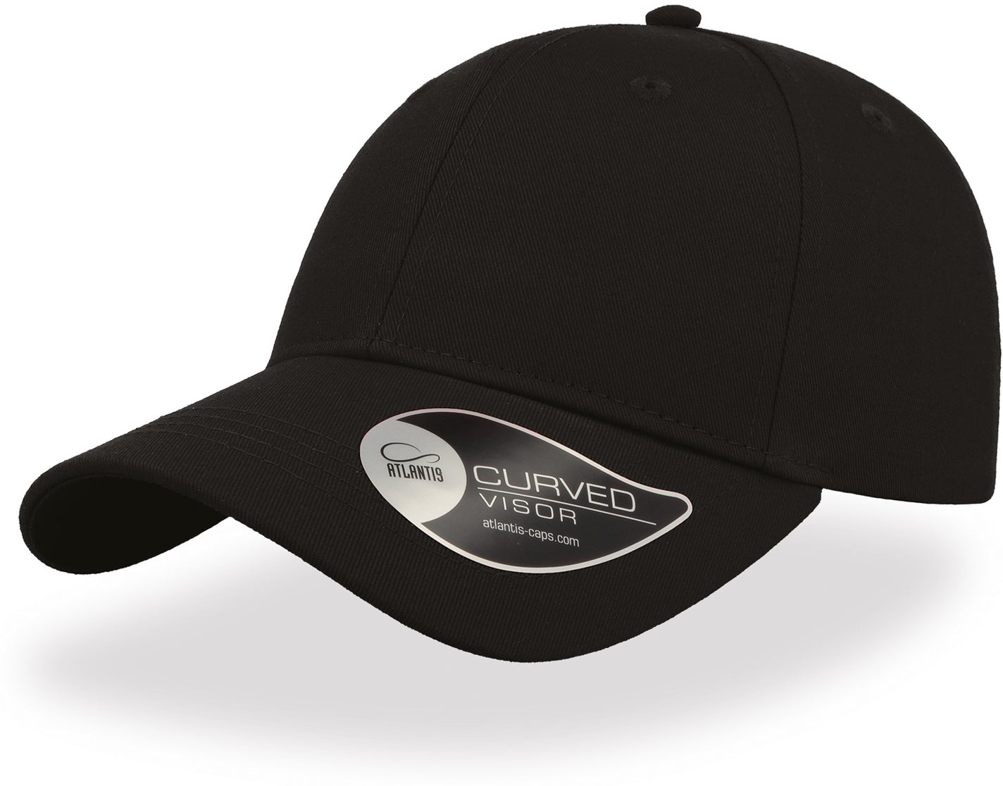 Atlantis Hit Twill Curved Visor 6 Panel Cap - Black