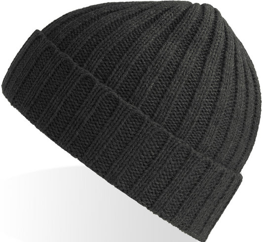 Atlantis Shore Recycled Chunky Cuffed Beanie - Dark Grey Melange