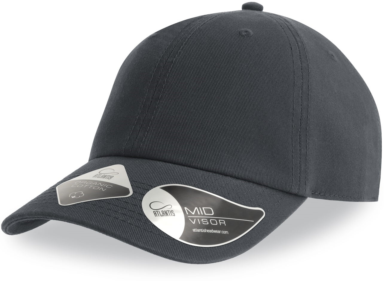 Atlantis Fraser Organic Cotton Unstructured 6 Panel Cap - Dark Grey