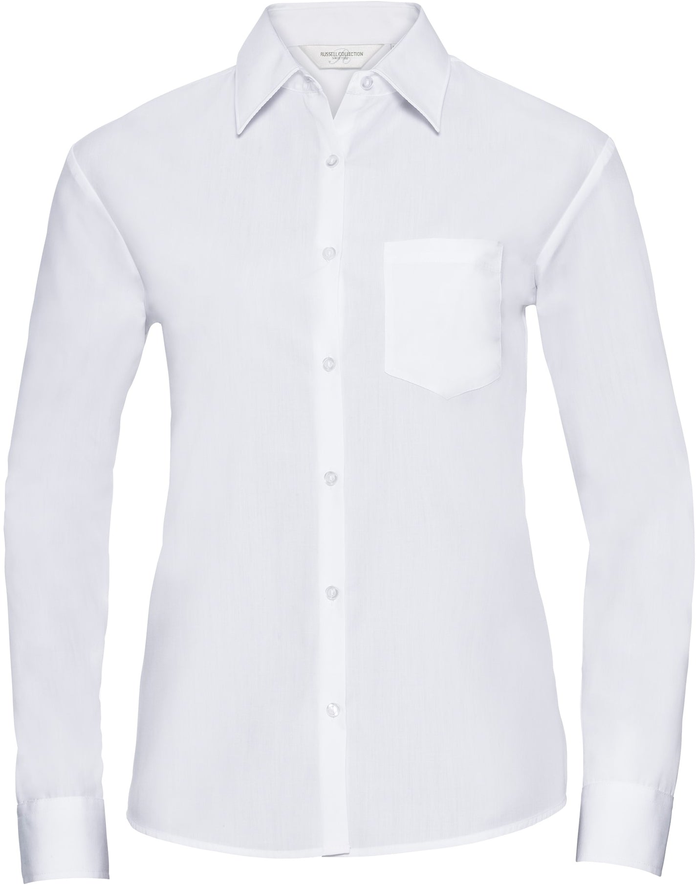 Russell Ladies Poplin Shirts L/S - White