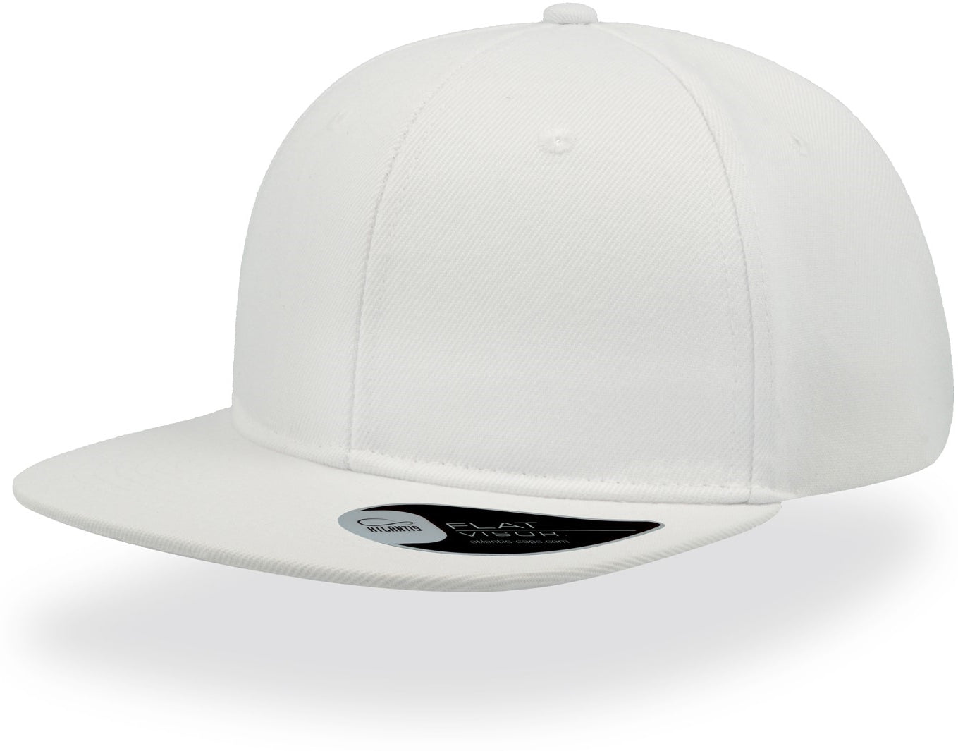 Atlantis Snap Back Flat Visor 6 Panel Cap - White