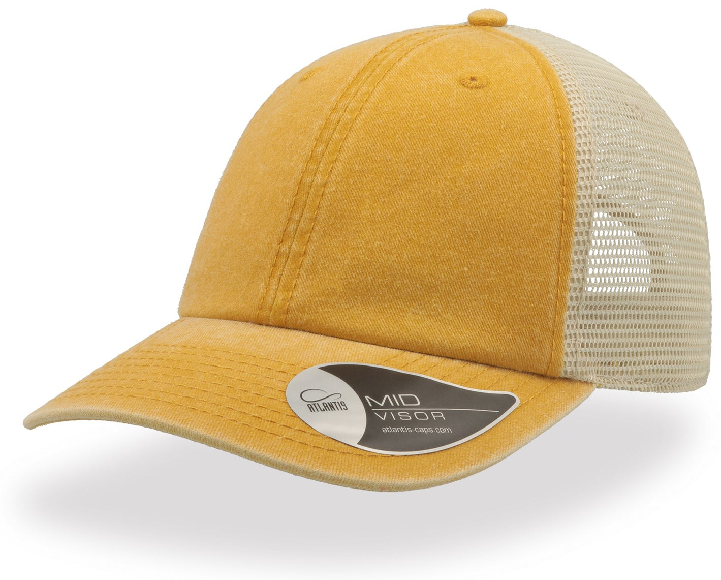 Atlantis Case Pigment Dyed 6 Panel Trucker Cap - Mustard