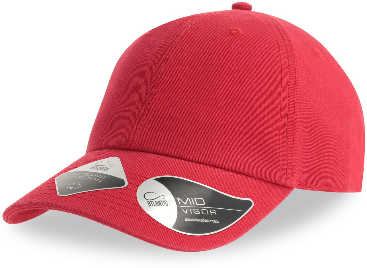 Atlantis Fraser Organic Cotton Unstructured 6 Panel Cap - Red