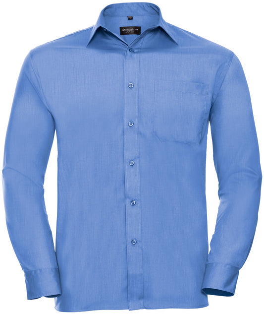 Russell Mens Poplin Shirts L/S - Corporate Blue