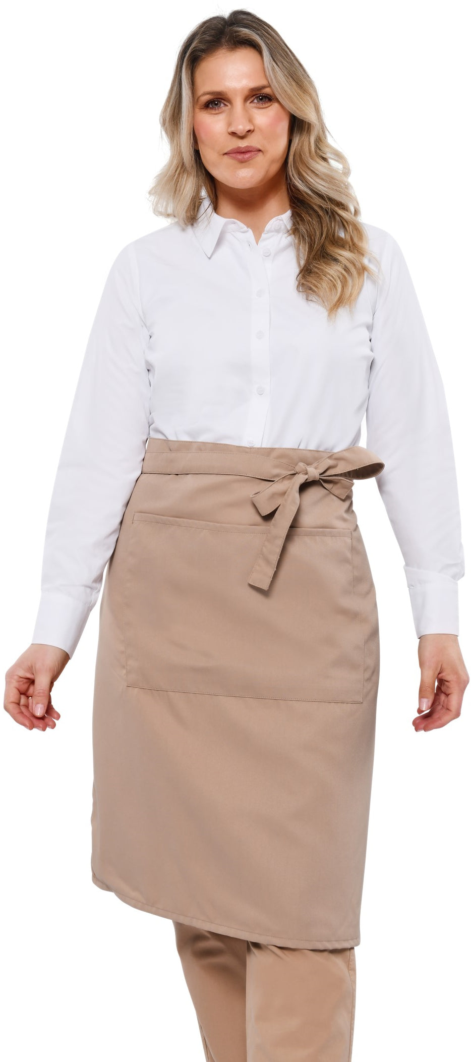Dennys Recycled Waist Apron 24in With Pocket - Biscuit