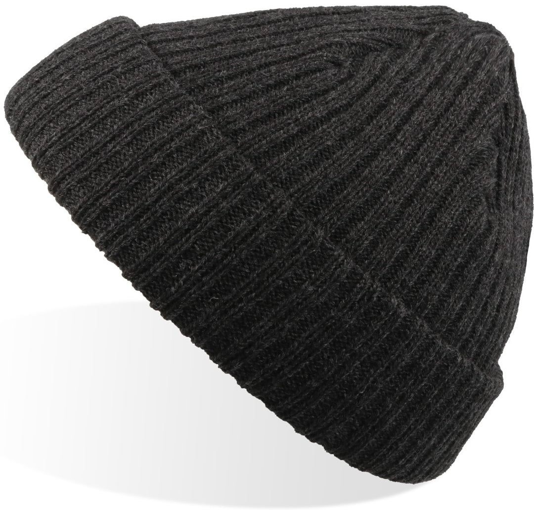 Atlantis Docker Short Beanie With Turn Up - Black Melange