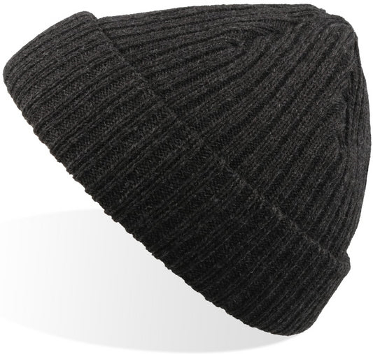 Atlantis Docker Short Beanie With Turn Up - Black Melange