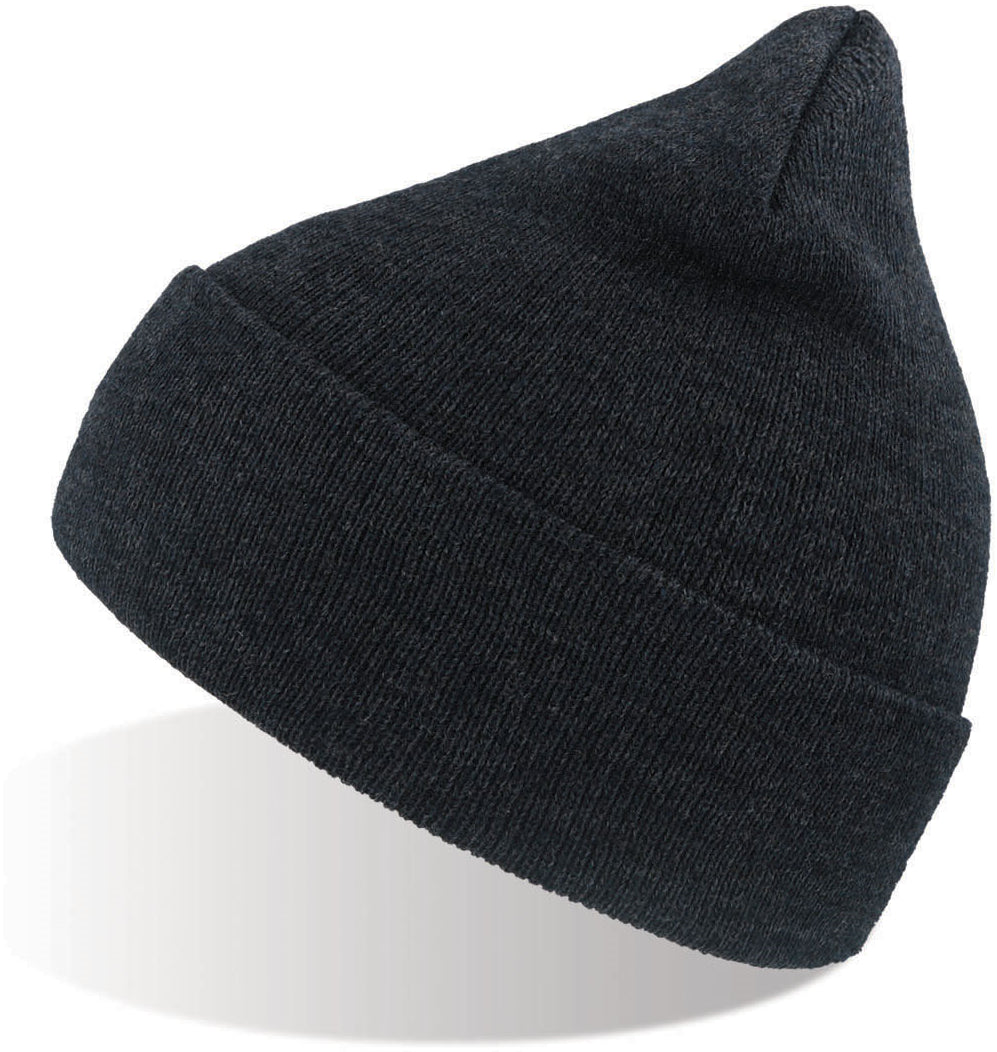 Atlantis Wind Beanie With Turn Up Double Skin - Navy Melange