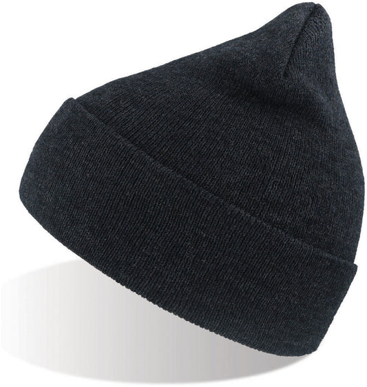 Atlantis Wind Beanie With Turn Up Double Skin - Navy Melange