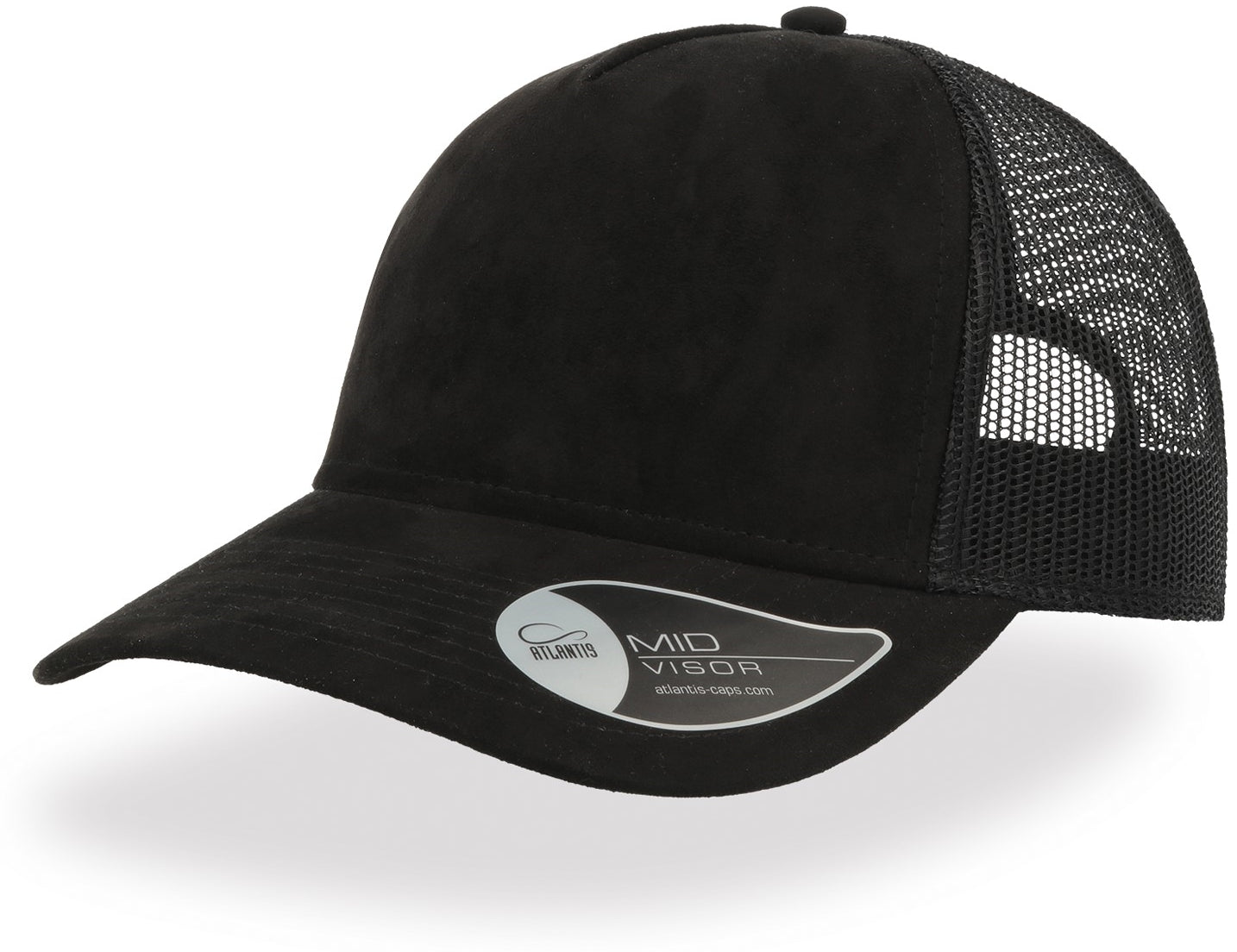 Atlantis Rapper Suede 5 Panel Trucker Cap - Black