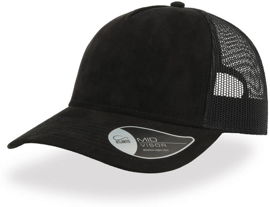 Atlantis Rapper Suede 5 Panel Trucker Cap - Black