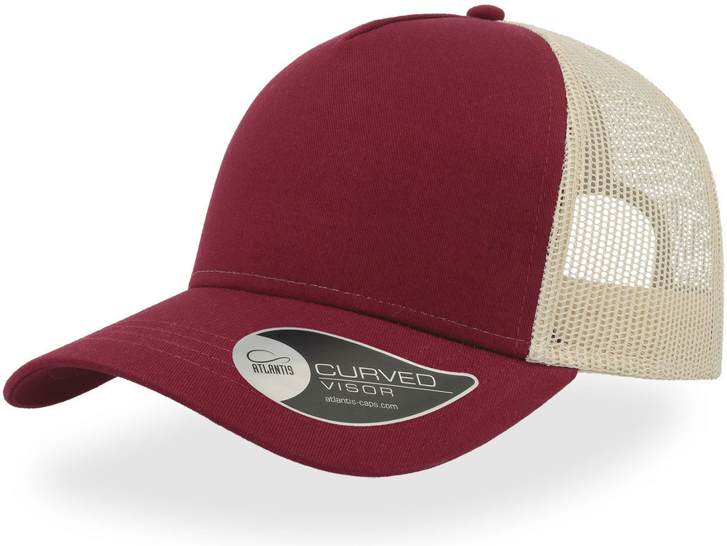 Atlantis Rapper Cotton 5 Panel Trucker Cap - Burgundy/Stone