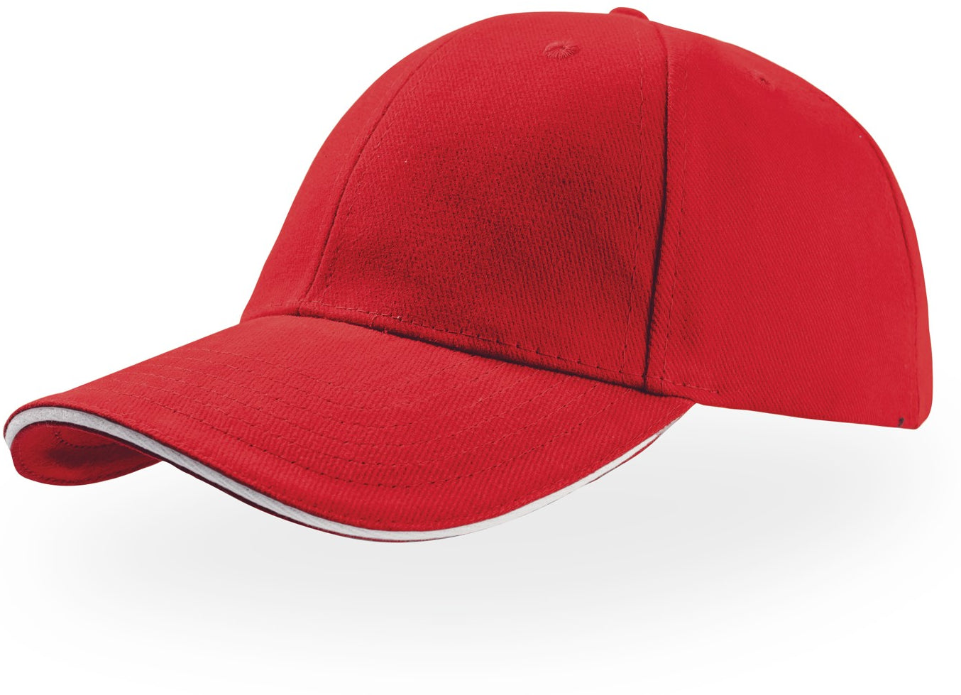 Atlantis Liberty Sandwich Heavy Brush Cotton 6 Panel Baseball Cap - Red