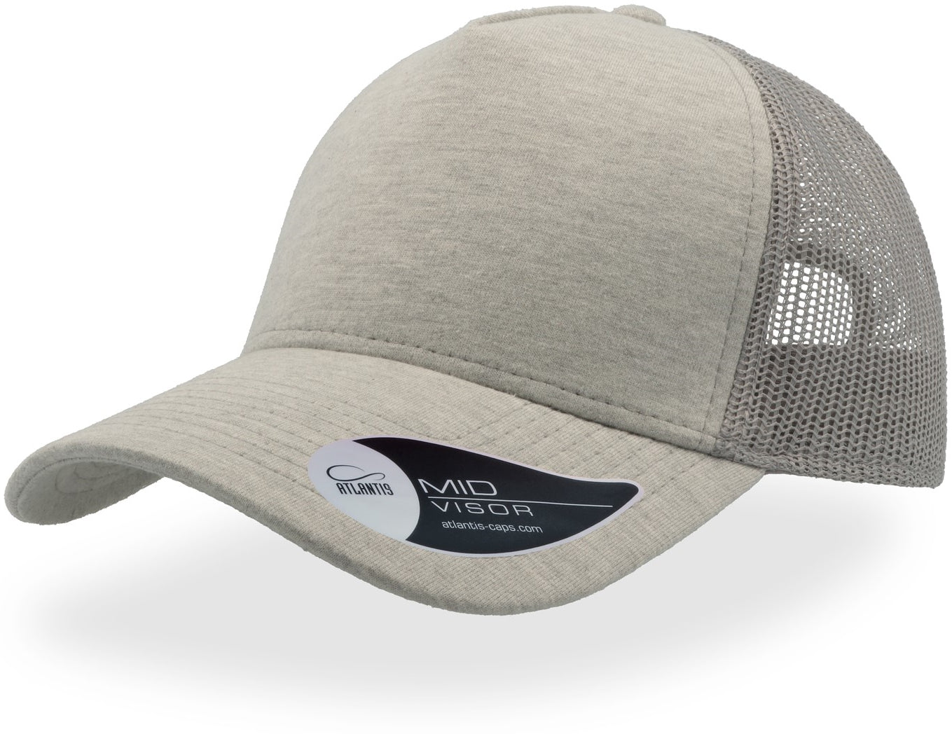 Atlantis Rapper Jersey Mid Visor Trucker Cap - Light Grey
