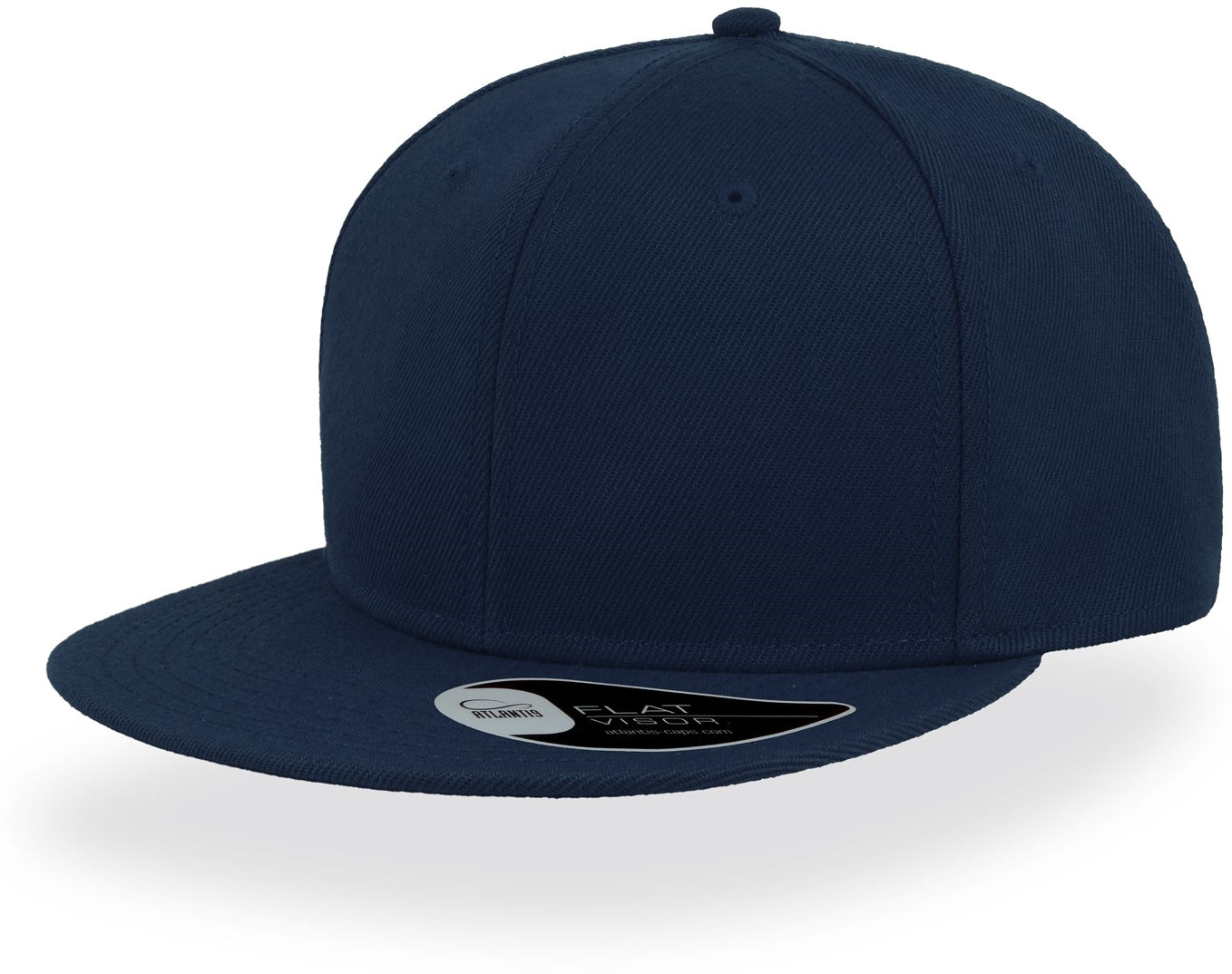 Atlantis Snap Back Flat Visor 6 Panel Cap - Navy
