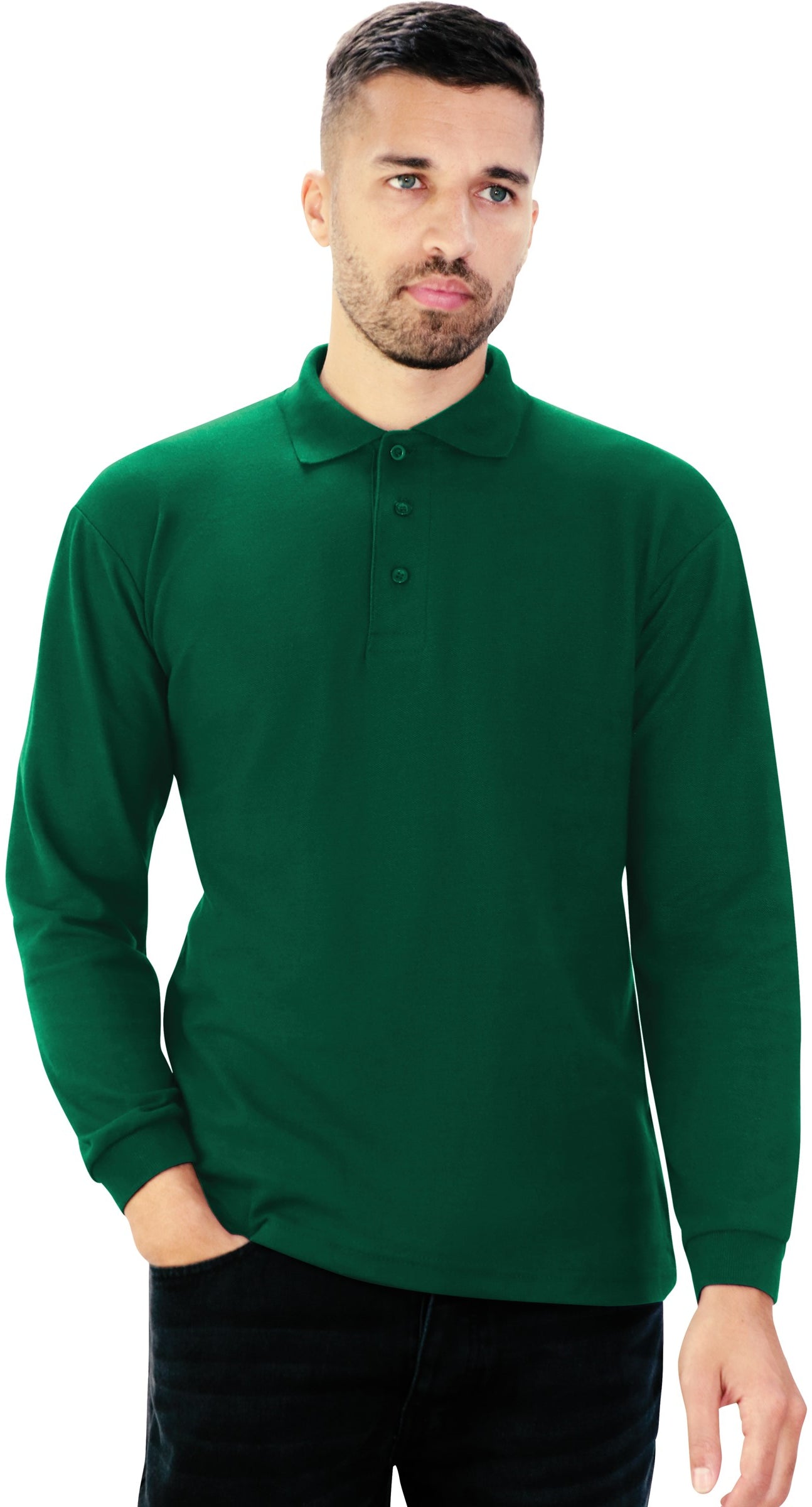 Casual Classic L/S Polo - Forest Green