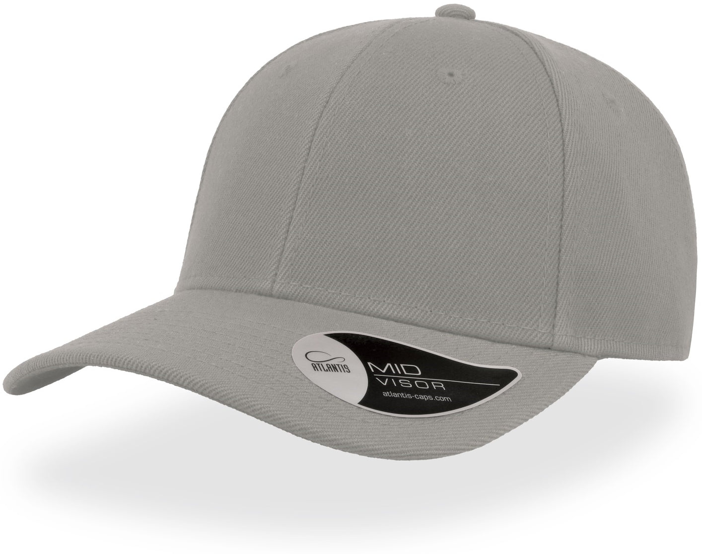 Atlantis Beat Mid Visor Structured 6 Panel Cap - Grey