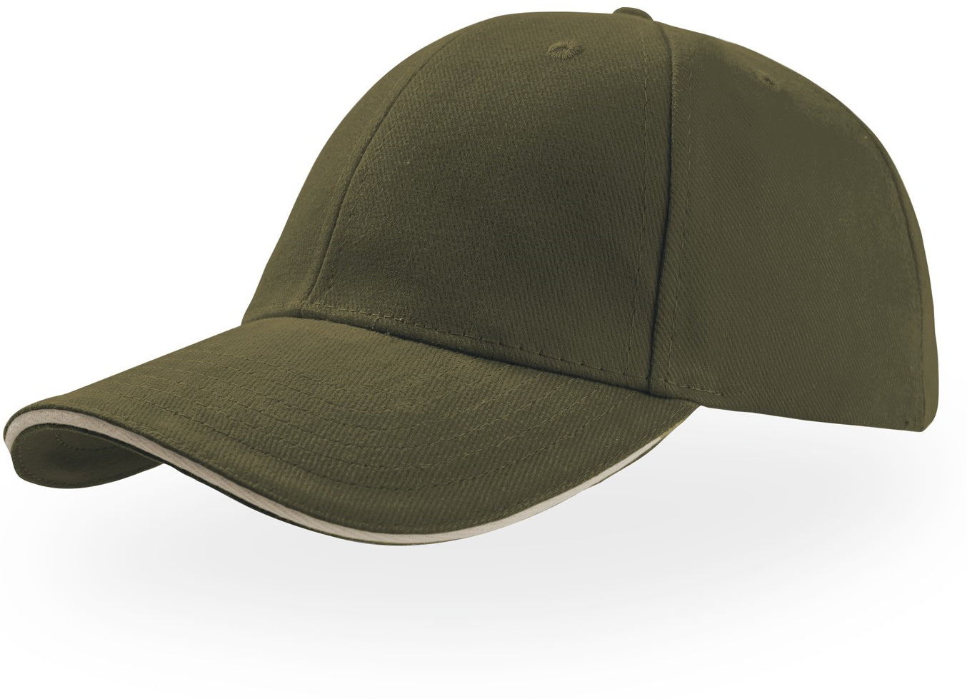 Atlantis Liberty Sandwich Heavy Brush Cotton 6 Panel Baseball Cap - Olive