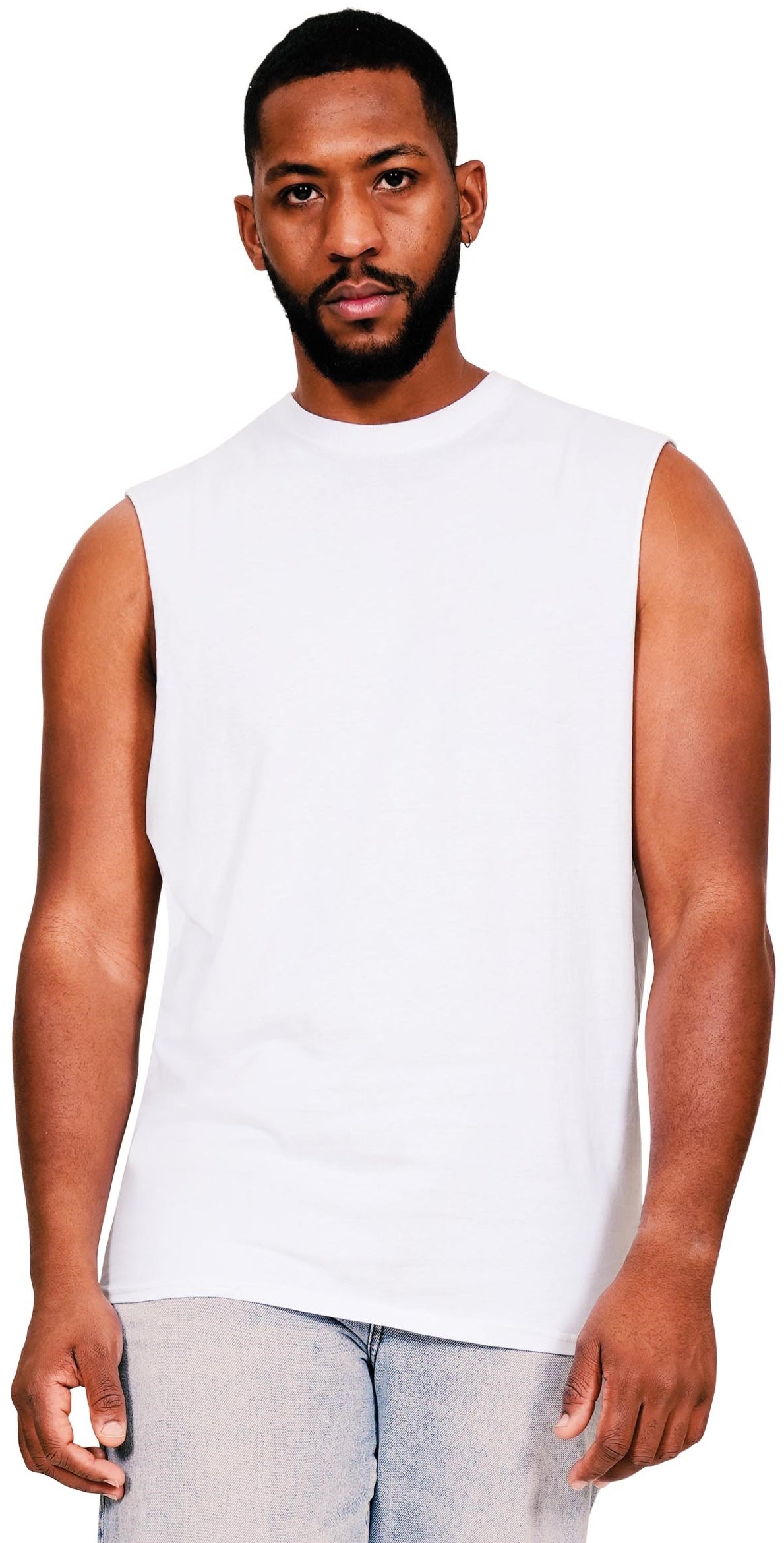 Casual Ringspun Core 150 Droparm Raw Edge Tank - White