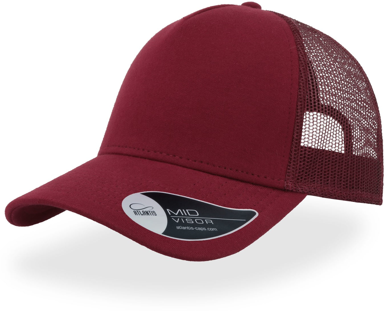 Atlantis Rapper Jersey Mid Visor Trucker Cap - Burgundy